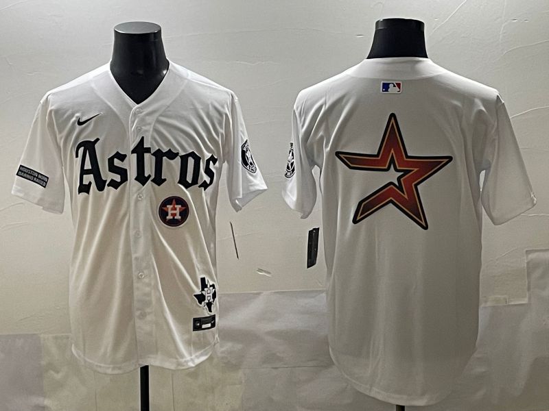 Men 2025 Houston Astros Blank White Five generations Joint Name Nike MLB Jersey style 24->houston astros->MLB Jersey